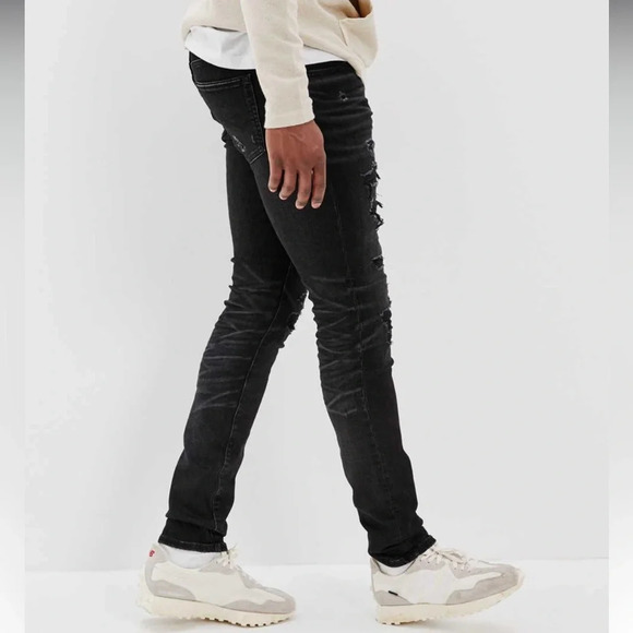 American Eagle AE AirFlex Patched Slim Skinny Straight Jean Style #: 6209 30/30 - Picture 3 of 14